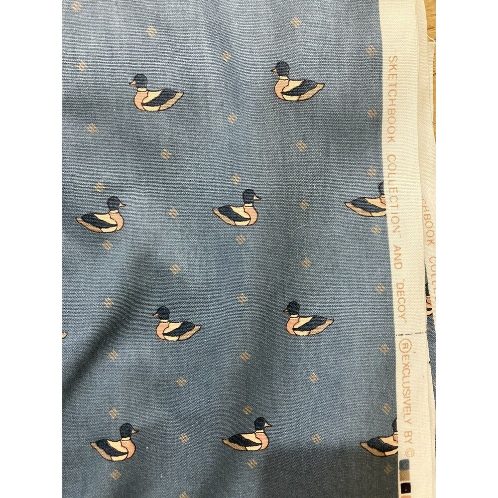 Waverly Duck Fabric Decoy Ducks  BlueScreen Print Scotchguard 5 ft X 3 ft   Cs